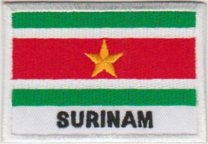 Suriname vlag stoffen opstrijk patch embleem #1, Diversen, Vlaggen en Wimpels, Nieuw, Verzenden