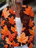 Dames blouse met herfst print, Kleding | Dames, Verzenden, Zo goed als nieuw, Oranje