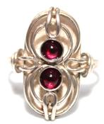 Schitterende Opengewerkte Zilver Granaat Design Ring, Sieraden, Tassen en Uiterlijk, Antieke sieraden, Verzenden, Zilver, Ring