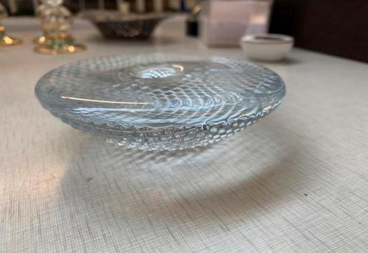 Holmegaard kandelaar model Trigona ontwerp Torben Jorgensen., Antiek en Kunst, Antiek | Glas en Kristal, Ophalen of Verzenden