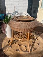 Vintage Rotan Bijzettafeltje Boho Stijl, Huis en Inrichting, Ophalen, ., Bohemian, 55 tot 75 cm
