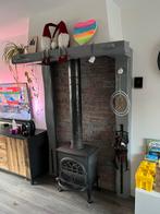 Robuust houten schouw schoorsteenmantel, Ophalen, Gebruikt, Houtkachel, Vrijstaand