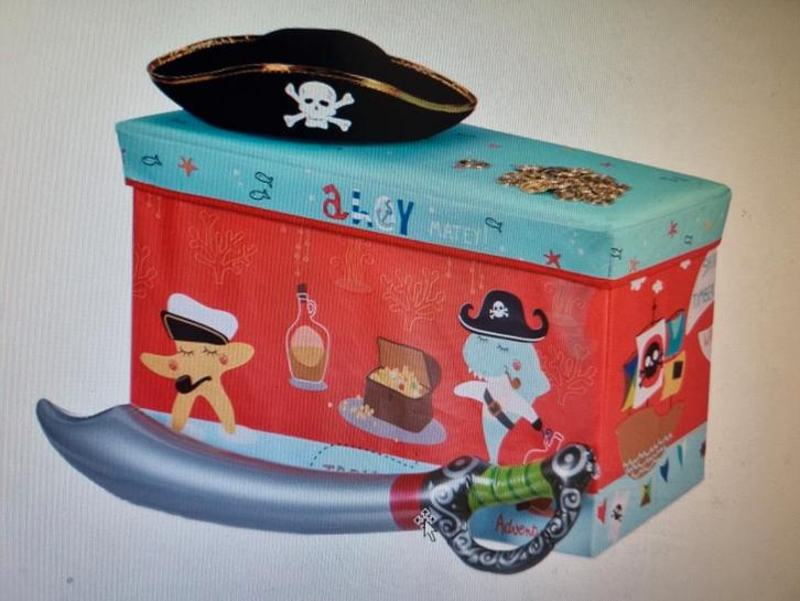 Piratenbox met verkleed & tafeldek-pakket, Kinderen en Baby's, Kinderkleding | Overige, Nieuw, Jongen of Meisje, Ophalen