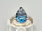 Gouden Vintage ring edelsteen topaas en diamant. 2025/846., Blauw, ., Nieuw, Ophalen of Verzenden