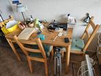 Eettafel met 4 stoelen - Ideaal voor studenten, Ophalen, Gebruikt, 100 tot 150 cm, Eenvoudig