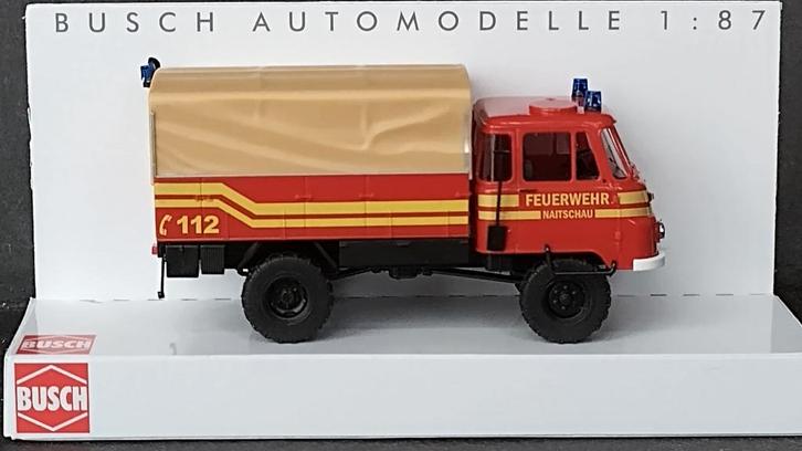 Robur LO 2000 Feuerwehr Naltschau 1:87 H0 Busch Pol, Hobby en Vrije tijd, Modelauto's | 1:87, Zo goed als nieuw, Bus of Vrachtwagen
