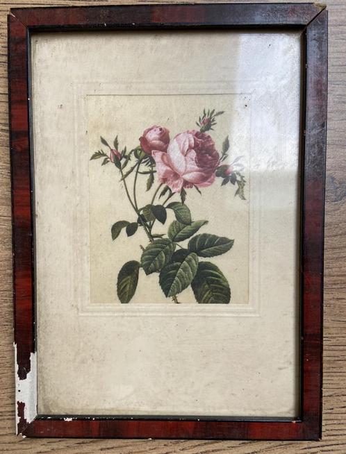 Geborduurde afbeelding van bloem - Antiek, Antiek en Kunst, Curiosa en Brocante, Ophalen of Verzenden