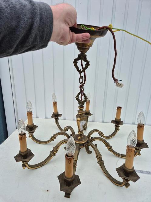 Zware massieve antieke Bronzen kroonluchter, Huis en Inrichting, Lampen | Kroonluchters, Zo goed als nieuw, Ophalen