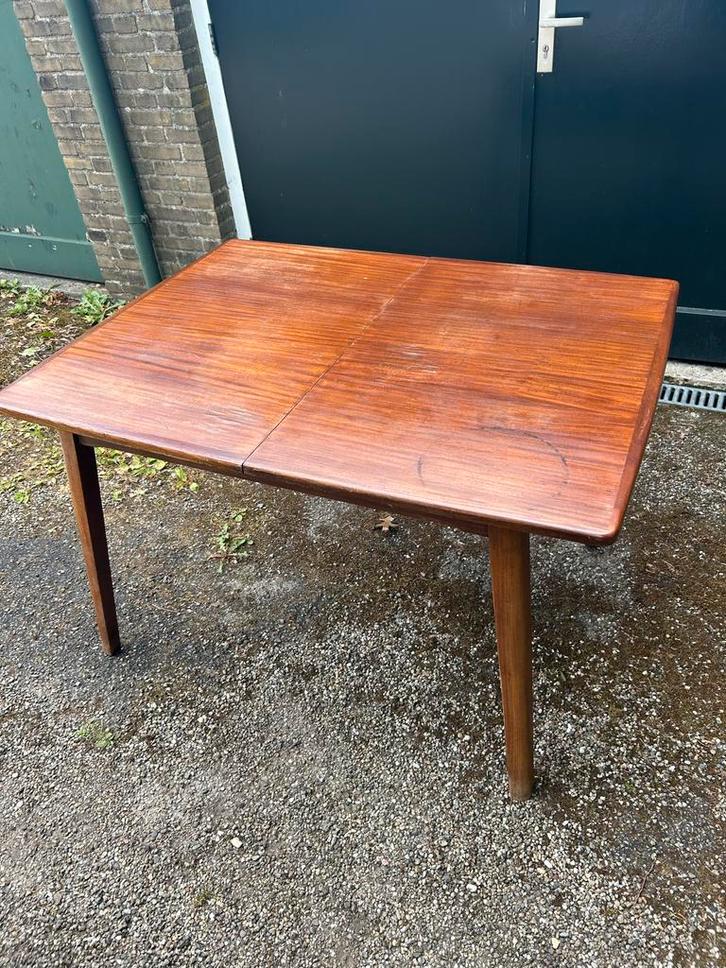 Vintage VanTeeffelen Uitschuiftafel, Huis en Inrichting, Tafels | Eettafels, Gebruikt, 100 tot 150 cm, Vier personen, Rechthoekig