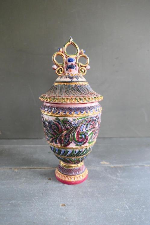Vintage Maitrise de Nimy deksel vaas met echtheids kaartje, Antiek en Kunst, Antiek | Keramiek en Aardewerk, Verzenden