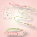 Halsband en lijn roze en mintgroen, Ophalen of Verzenden, Nieuw, Hondenriem