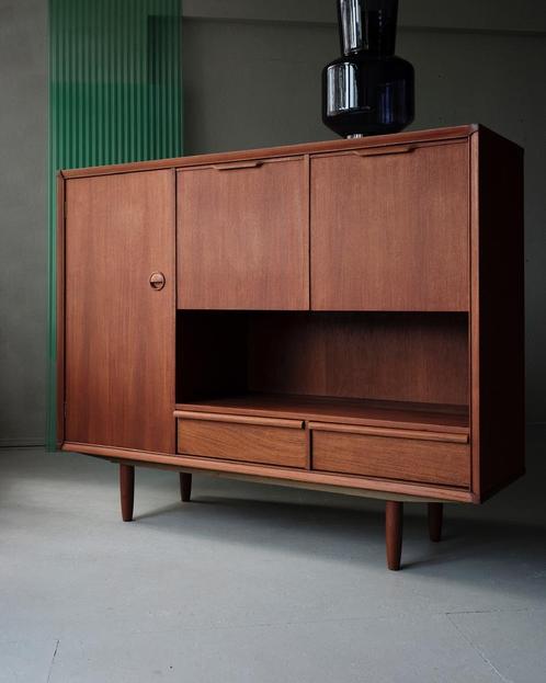 W. WATTING vintage wandkast -retro teak hout design kast, Huis en Inrichting, Kasten | Wandmeubels, Zo goed als nieuw, 100 tot 150 cm