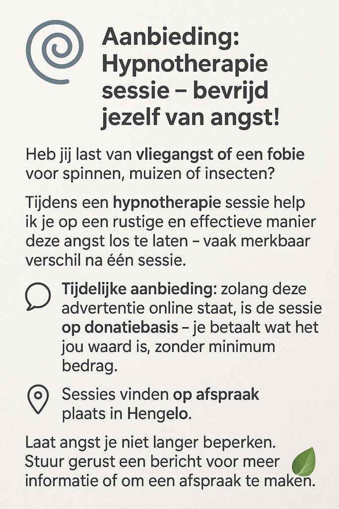 Hypnose - Hypnotherapie sessie – van vliegangst of fobie af, Diensten en Vakmensen, Welzijn | Therapeuten, Overige therapie