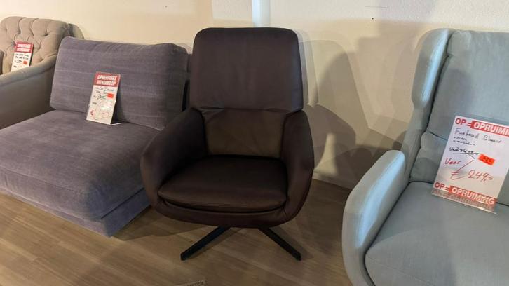 Draai Fauteuil leer verstelbare rug bruin nieuw lounge seat, Huis en Inrichting, Fauteuils, Nieuw, Leer, Ophalen