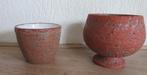Rood bruine bloempot klein en op voet Jaren 50 Vintage, Rond, Binnen, Ophalen of Verzenden, Zo goed als nieuw