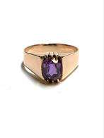 14k roségouden ring met een amethist, 18 tot 19, -, Ophalen of Verzenden, Zo goed als nieuw