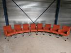 Prachtige design stoelen (8x) roestbruin op wieltjes, Huis en Inrichting, Stoelen, Vijf, Zes of meer stoelen, Gebruikt, Stof, Ophalen
