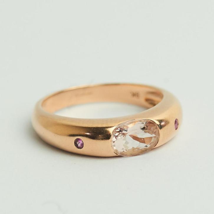 Vintage ring rose goud morganiet robijn 9 karaat goud UK, Sieraden, Tassen en Uiterlijk, Ringen, Dame, Kleiner dan 17, Goud, Goud