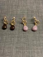 Twee paar nieuwe oorbellen goudkleur met zwart of rose, Ophalen of Verzenden, Nieuw, Zwart, Overige materialen