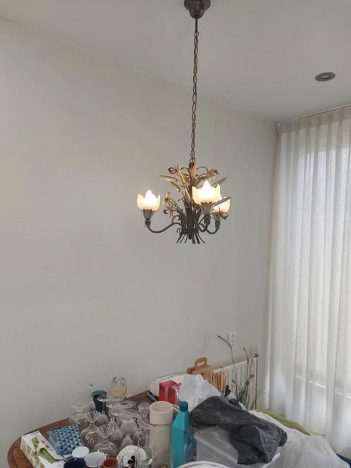 Lampen Set: 3 Hanglampen & 2 Wandlampen, Huis en Inrichting, Lampen | Hanglampen, Gebruikt, 50 tot 75 cm, Glas, Metaal, Ophalen