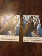 2 x Gedenkprentje,Wereldmissiedag 20 Oktober 1963, Verzenden, Bidprentje