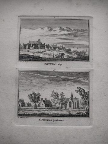 031-032 Petten Alkmaar St.Pancras Kopergravure dl 3 18e Eeuw beschikbaar voor biedingen