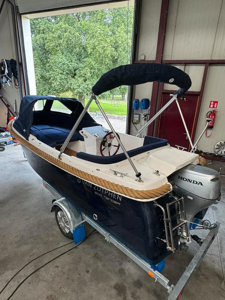Van zutphen 500 tender honda 20pk luxe opties, Watersport en Boten, Sloepen, Zo goed als nieuw, 10 tot 30 pk, 3 tot 6 meter, Buitenboordmotor