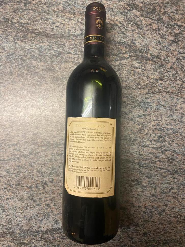 Château de Seguin 1998 Bordeaux Supérieur, Verzamelen, Wijnen, Zo goed als nieuw, Rode wijn, Frankrijk, Vol, Ophalen of Verzenden