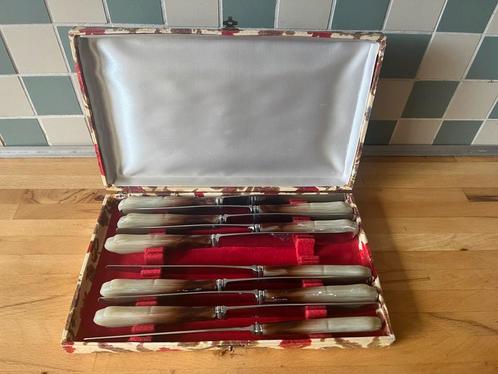 Vintage messenset Frans-12 stuks- in prachtige doos, Antiek en Kunst, Antiek | Bestek, Ophalen of Verzenden