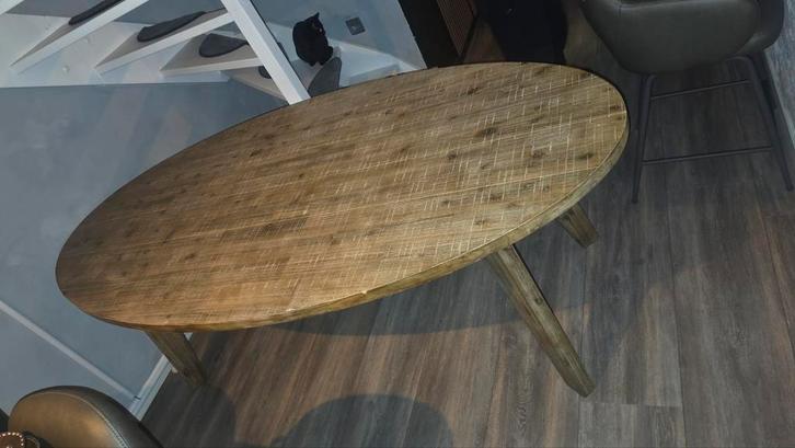 Eettafel mangohout ovaal, Huis en Inrichting, Tafels | Eettafels, Zo goed als nieuw, 100 tot 150 cm, 200 cm of meer, Vijf personen of meer
