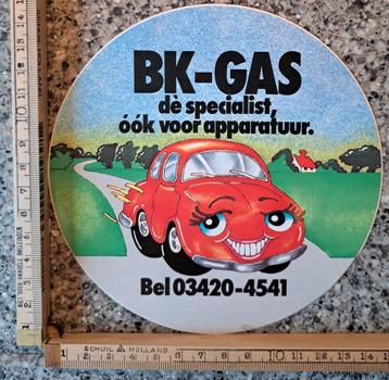 Vintage sticker BK Gas de specialist ook in apparatuur strip beschikbaar voor biedingen