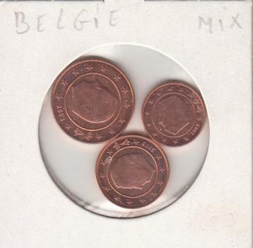 België setje 1, 2 en 5 eurocent gemixte jaren UNC beschikbaar voor biedingen