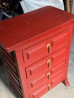 Vintage Rood Ladekastje Jaren 70, Huis en Inrichting, Ophalen, Minder dan 50 cm, Gebruikt, 3 of 4 laden
