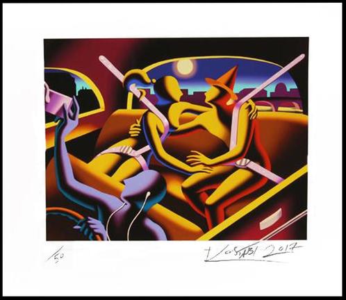 Mark Kostabi /NY/ Fantastische Litho/ "Limousine LOVE", Antiek en Kunst, Kunst | Litho's en Zeefdrukken, Ophalen of Verzenden