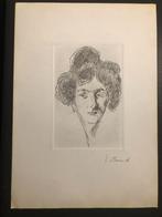 Ets vrouwenhoofd, gesigneerd E. Munch, Ophalen of Verzenden