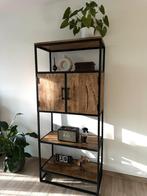 Industriële Wandkast Mangohout & Metaal - B80 H183 D40, Huis en Inrichting, Kasten | Boekenkasten, Ophalen, 50 tot 100 cm, Zo goed als nieuw