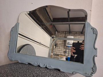Spiegel antiek hout facet geslepen glas  beschikbaar voor biedingen