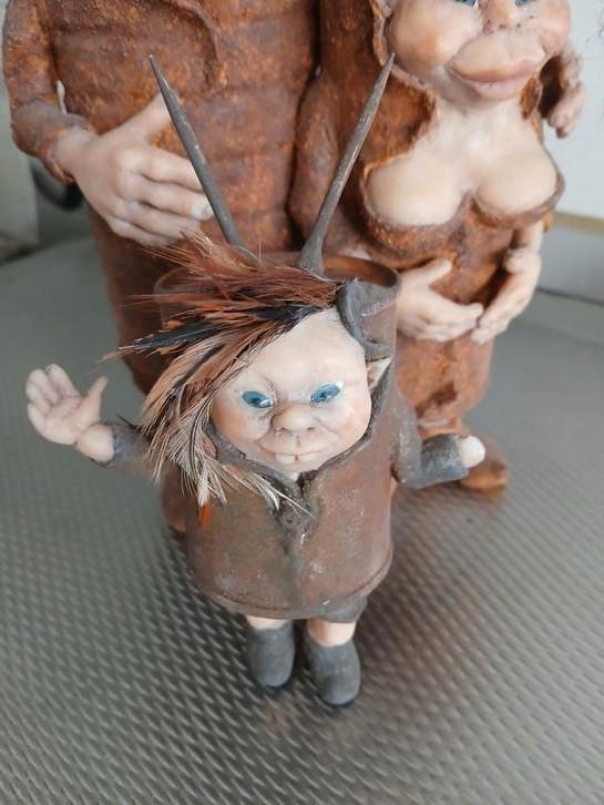 Elven familie blik/ handmade, Verzamelen, Beelden en Beeldjes, Gebruikt, Ophalen of Verzenden