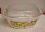 Jena Glas Schaal met Deksel - Vintage Bloemmotief, Ophalen of Verzenden