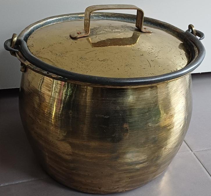 18e eeuwse messing ketel met deksel, Antiek en Kunst, Antiek | Koper en Brons, Koper, Verzenden