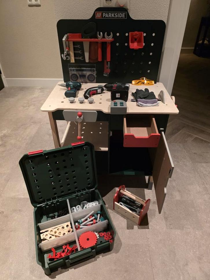 Houten Speelwerkbank - Zo goed als nieuw!, Kinderen en Baby's, Speelgoed | Overig, Zo goed als nieuw, Ophalen