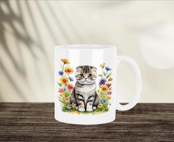 Scottish Fold Aquarel mok beschikbaar voor biedingen
