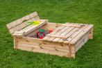 Zandbak L120 x B120 x H30 cm met bankdeksel, Ophalen, Nieuw
