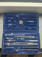 Antieke Passer Set in Blauwe Doos Richter & Co, Antiek en Kunst, Ophalen of Verzenden