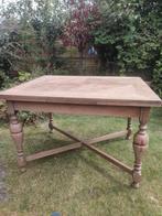 Antieke uitschuifbare eettafel kruispoot ingelegd blad, Antiek en Kunst, Antiek | Meubels | Tafels, Ophalen of Verzenden
