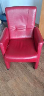 Rode leren fauteuil verstelbaar, Huis en Inrichting, Fauteuils, Ophalen, Gebruikt, Minder dan 75 cm, Leer