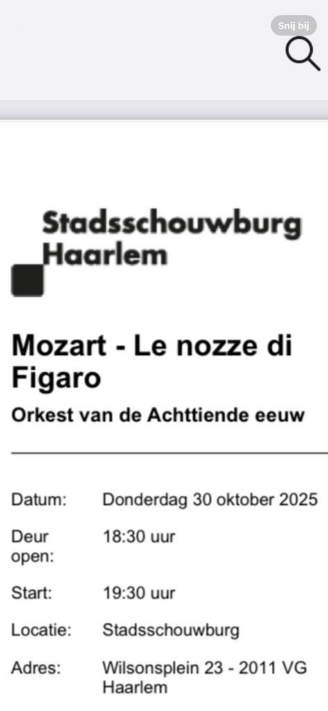 Opera Le Nozze di Figaro van Mozart, Haarlem 30 oktober 2025, Tickets en Kaartjes, Concerten | Klassiek, Eén persoon, Oktober