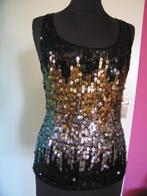 Gouden glitter topje Maat S, Kleding | Dames, Tops, Verzenden, Zwart, Zo goed als nieuw, Maat 36 (S)