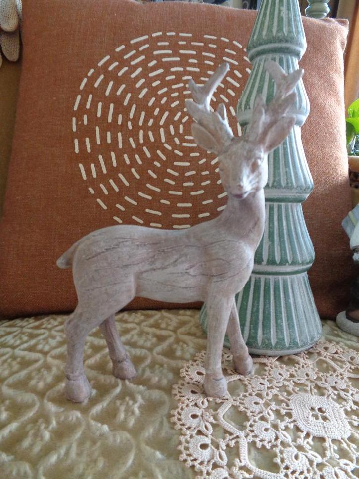 2 Brocante Kerst Items Hert en Kerstboom ** Mimosa **, Diversen, Kerst, Zo goed als nieuw, Ophalen of Verzenden