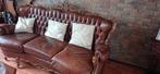 Antiek lederen barok bankstel - 3-zits + 2 fauteuils, Huis en Inrichting, Banken | Bankstellen, Gebruikt, Barok, 150 tot 200 cm